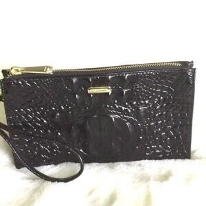 Brahmin Womens Embossed Black Leather Wristlet Size - 8 1/2” x 5 1/4” NWT